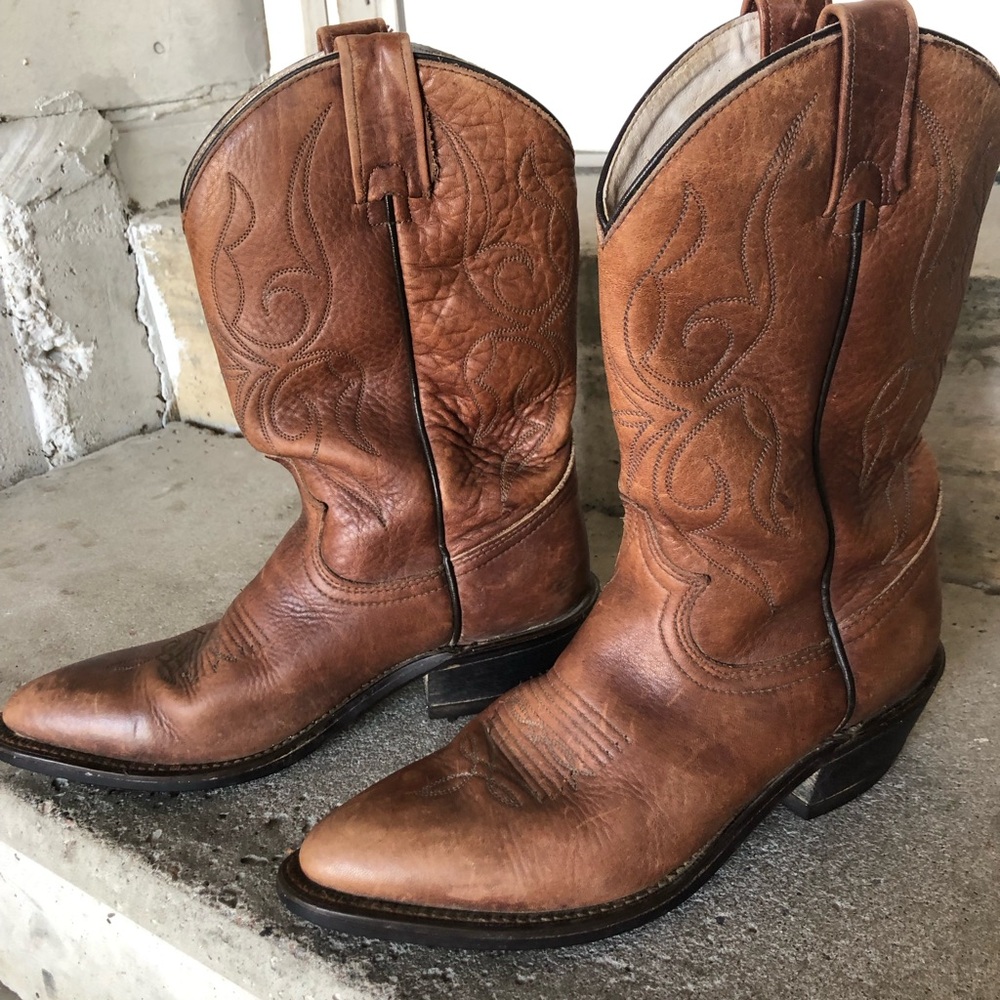 Vintage brown Canada West leather cowboy boots